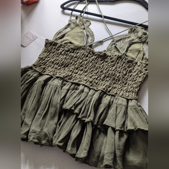Nwt Free People Olive Lace Ruffle Top - Picture 4 of 6